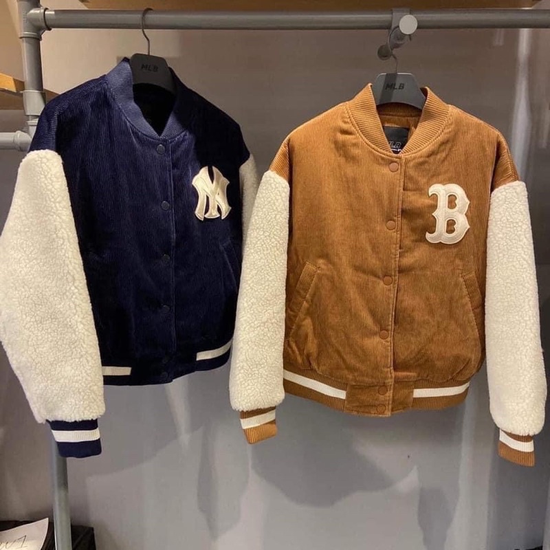 ÁO KHOÁC,Áo Bomber Lông Cừu FREESIZE MLB