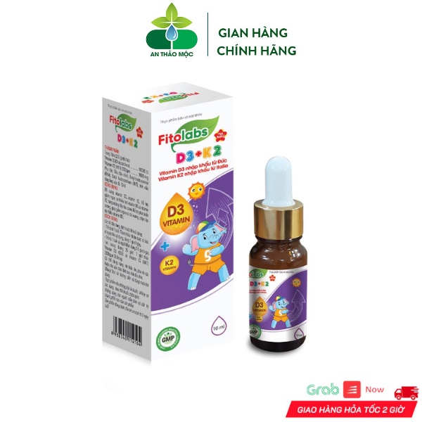 Vitamin D3K2 MK7 Fitolabs Dạng Nhỏ Giọt Giúp Bé Hấp Thu Canxi Tăng Chiều Cao Xương Răng Chắc Khỏe.Lọ 10ml