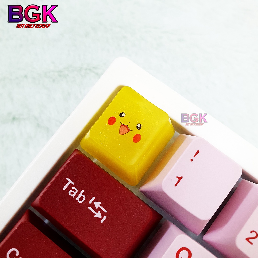 Keycap Artisan Mặt Pikachu Oem Profile Chất Liệu Resin Siêu Dễ Thương