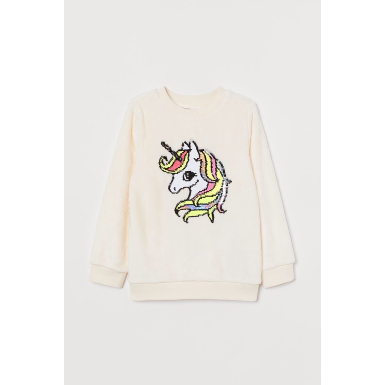 Áo lông trắng sequin unicorn HM H&amp;M_hàng chính hãng authentic