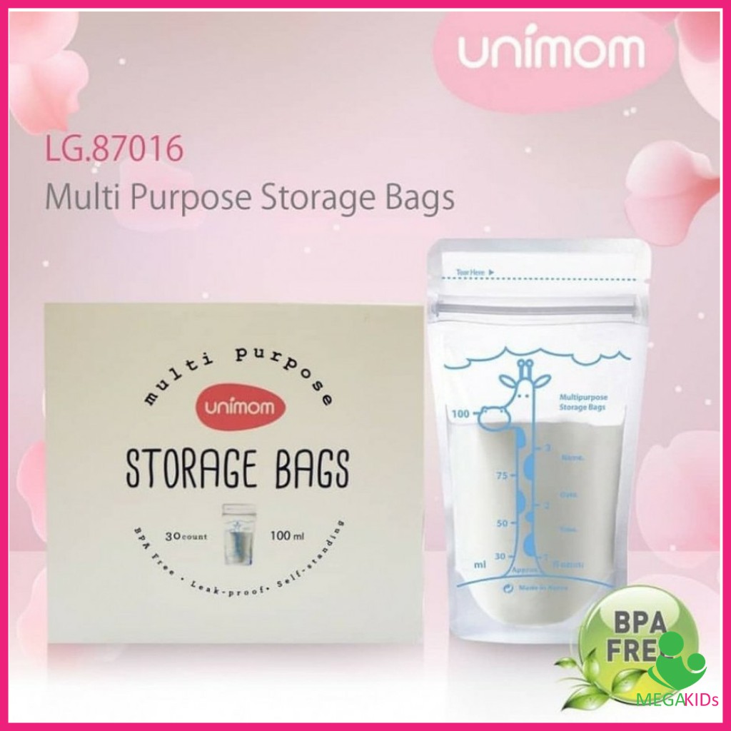 TÚI ĐỰNG SỮA MẸ (TRỮ SỮA MẸ) UNIMOM HÀN QUỐC KHÔNG CÓ BPA 100ML (30 TÚI/HỘP) UM870497