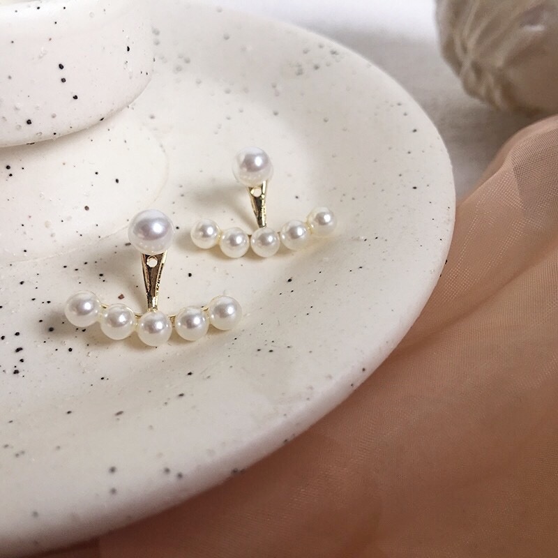 Bông Tai Hình Quạt Đính Ngọc Trai Nhân Tạo Thời Trang 2022 Cho Nữ