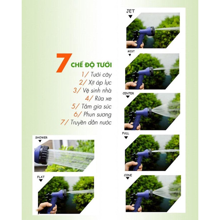 Bộ dây và vòi xịt co giãn rửa xe tưới cây loại 15m, 22m,30m - Vòi rửa xe vòi tưới cây