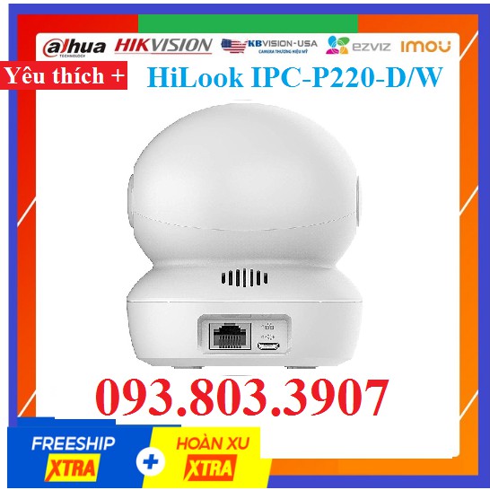 Camera Wifi Hikvision - Hilook IPC-P220-D/W  – MẪU MỚI 2021- Quay 360 - Đàm Thoại 2 Chiều - BẢO MẬT CAO