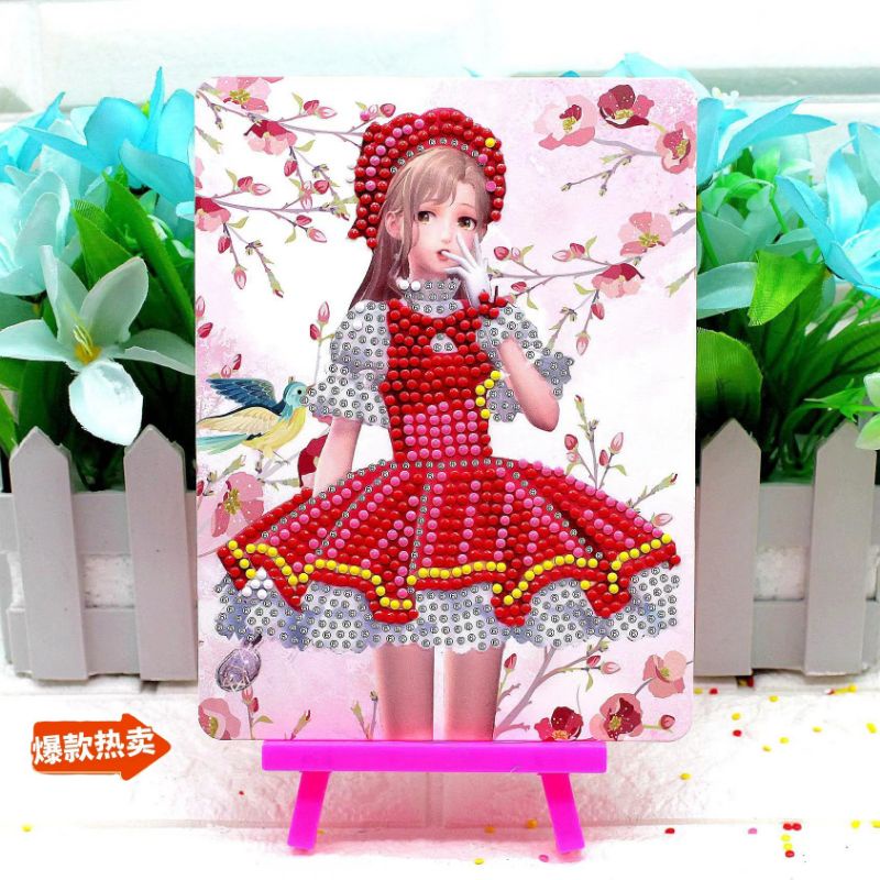 Tranh đính đá size to 24,5x35cm cho bé, tranh đá tự đính tự làm hình công chúa đẹp mắt dạng sticker