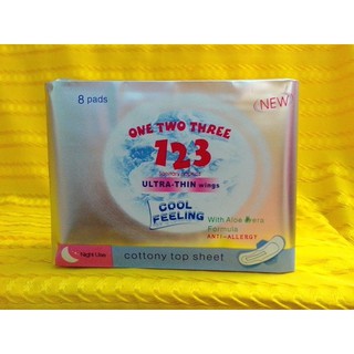 Băng vệ sinh ONE TWO THREE 123 ban đêm 8 miếng