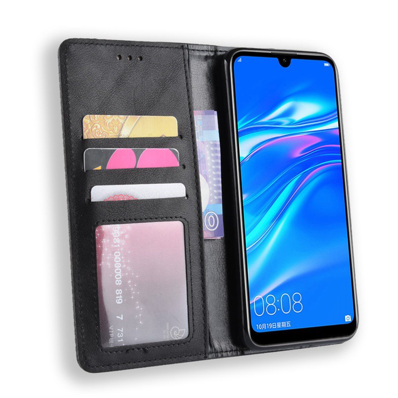 Bao da điện thoại thật kiểu ví gập cho Huawei Y7 Pro 2019