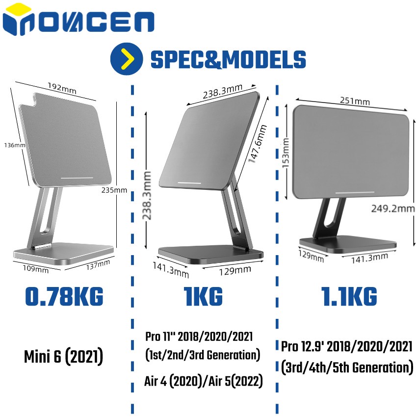 Giá Đỡ Từ Tính Có Thể Điều Chỉnh Cho Máy Tính Bảng iPad Mini 6,Air 4,Air 5,Pro 11 12.9