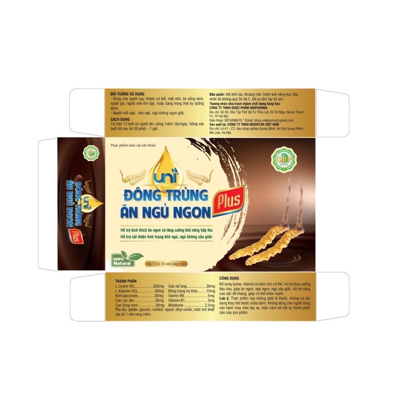 Uni Đông Trùng Ăn Ngủ Ngon,Tăng Đề Kháng, Ngủ Sâu Giấc