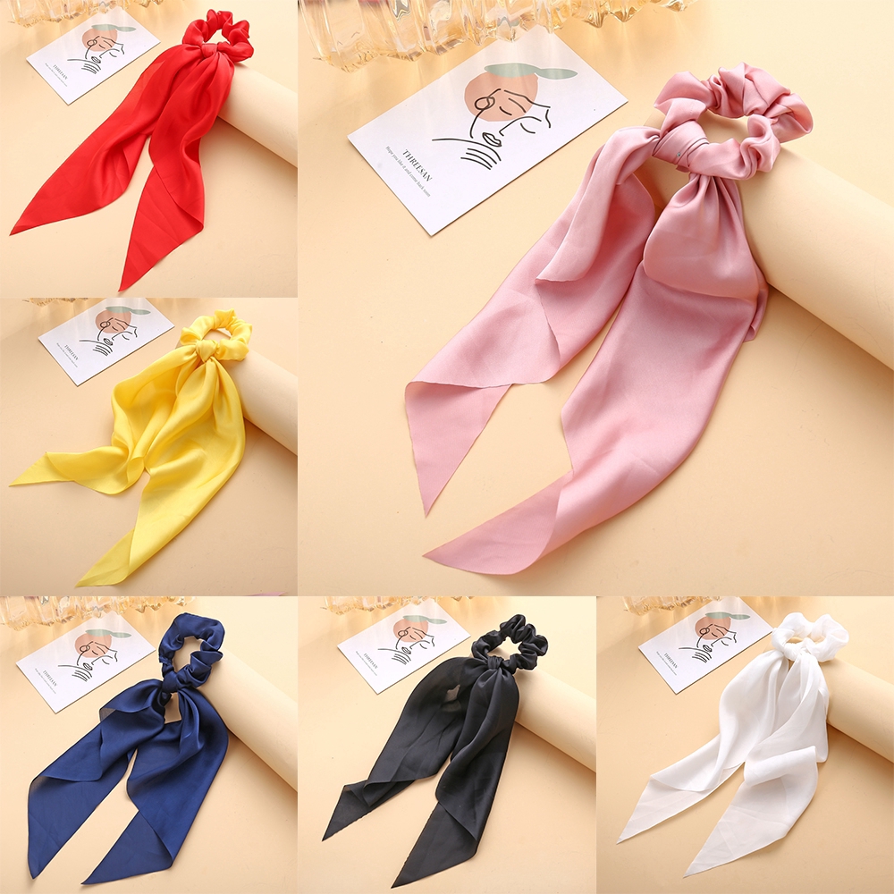 Dây Cột Tóc Co Giãn Hishop Thả Dây Dài Nhiều Màu Trơn Thời Trang Cho Nữ