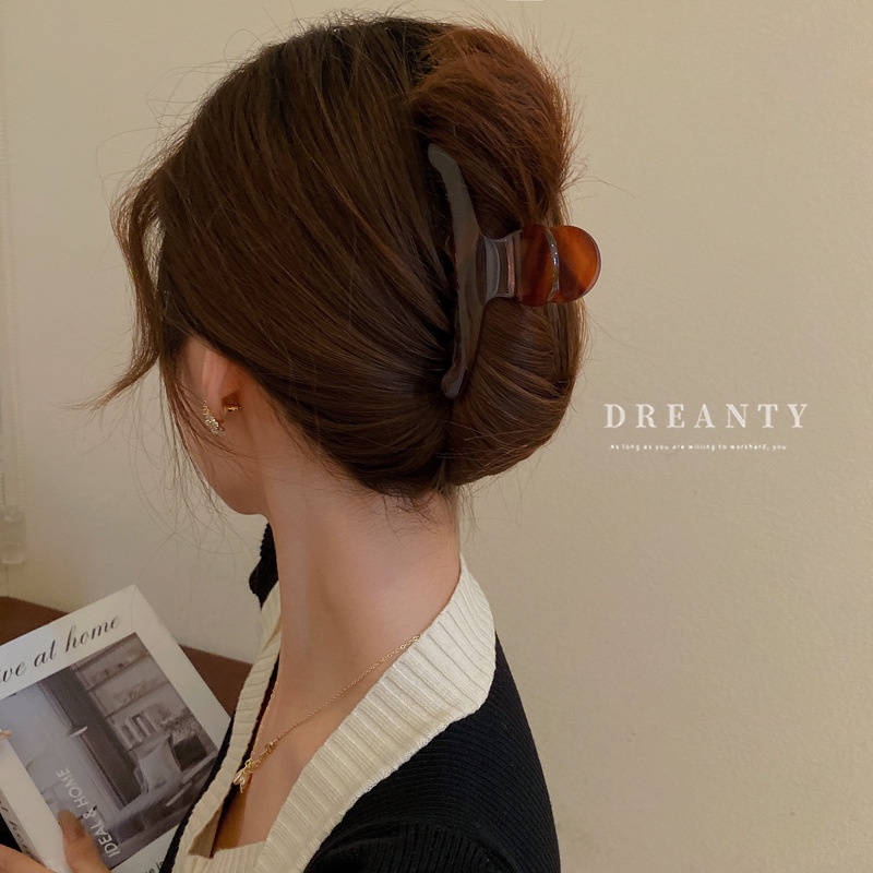 Kẹp Tóc Hình Học Màu Cà Phê Acetate Phong Cách Mới Cho Nữ