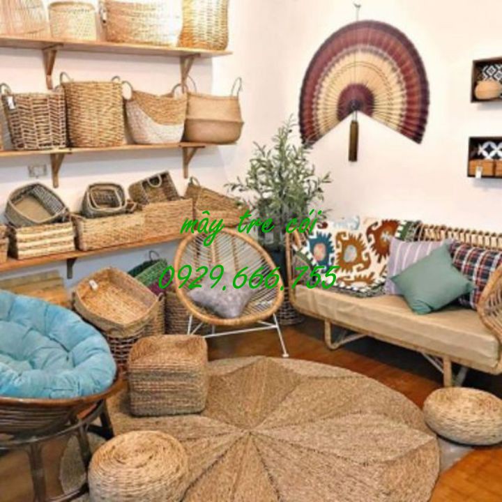 Thảm cói ngôi sao chụp ảnh decor