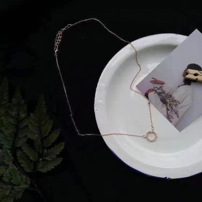 Dây Chuyền Mặt Tròn Nhỏ Đính Đá Zircon Phong Cách Hàn Quốc Độc Đáo 210825