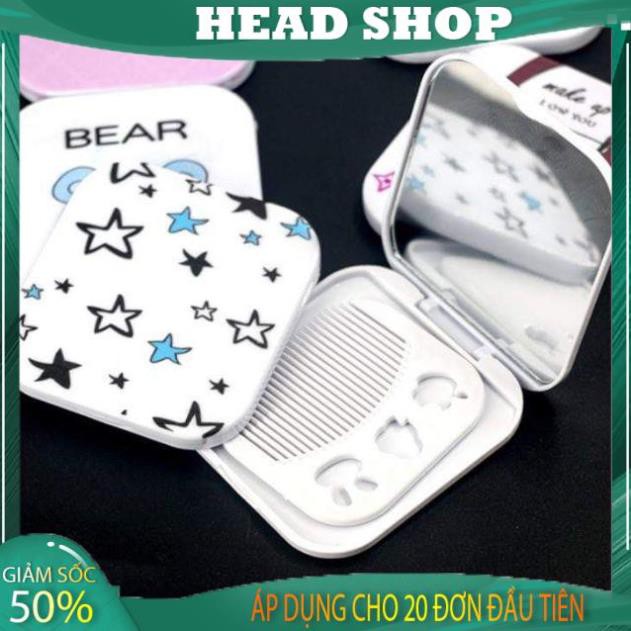 Hộp gương lược 2 trong 1 hình vuông so cute HEAD SHOP