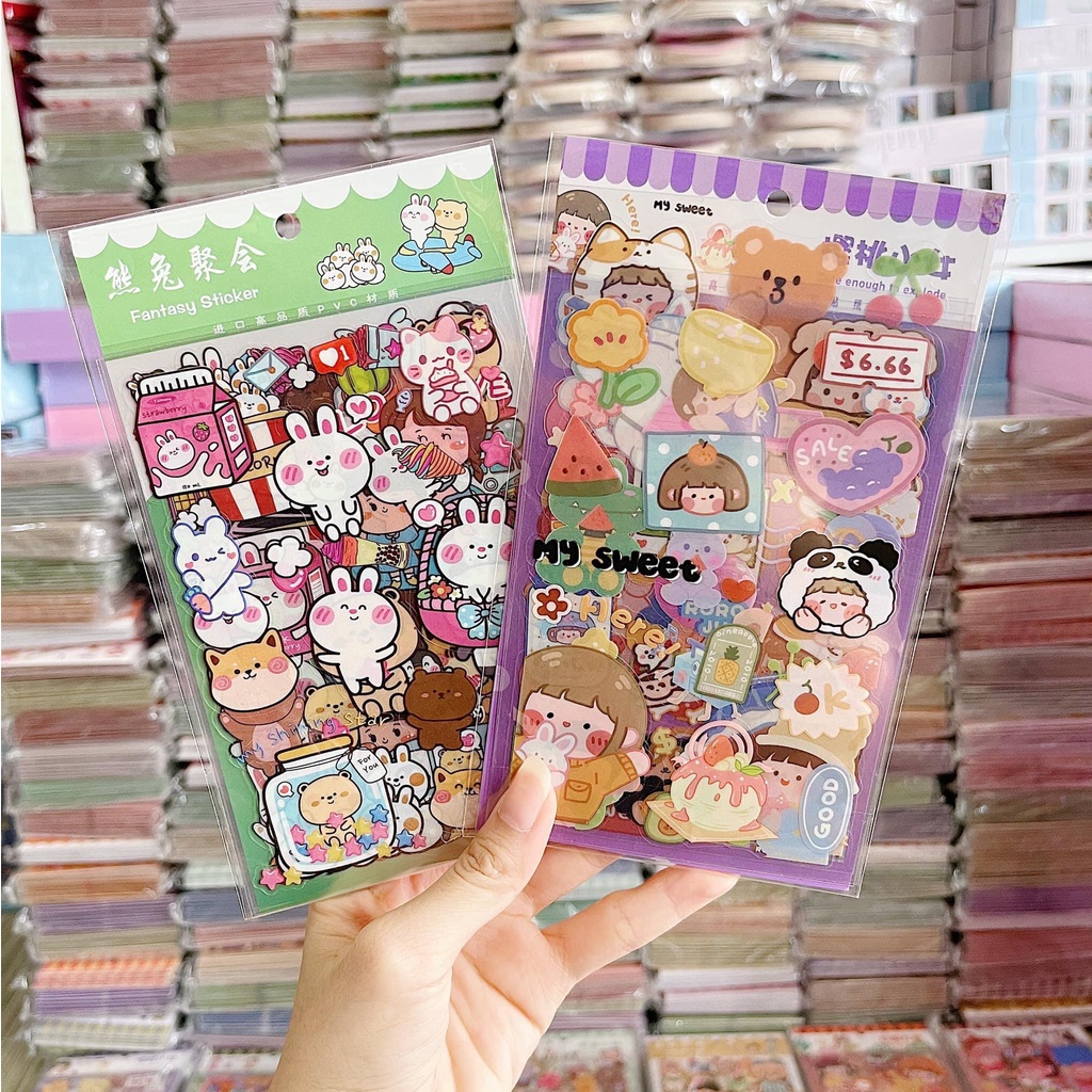 Set hình dán, sticker cute 6 tấm