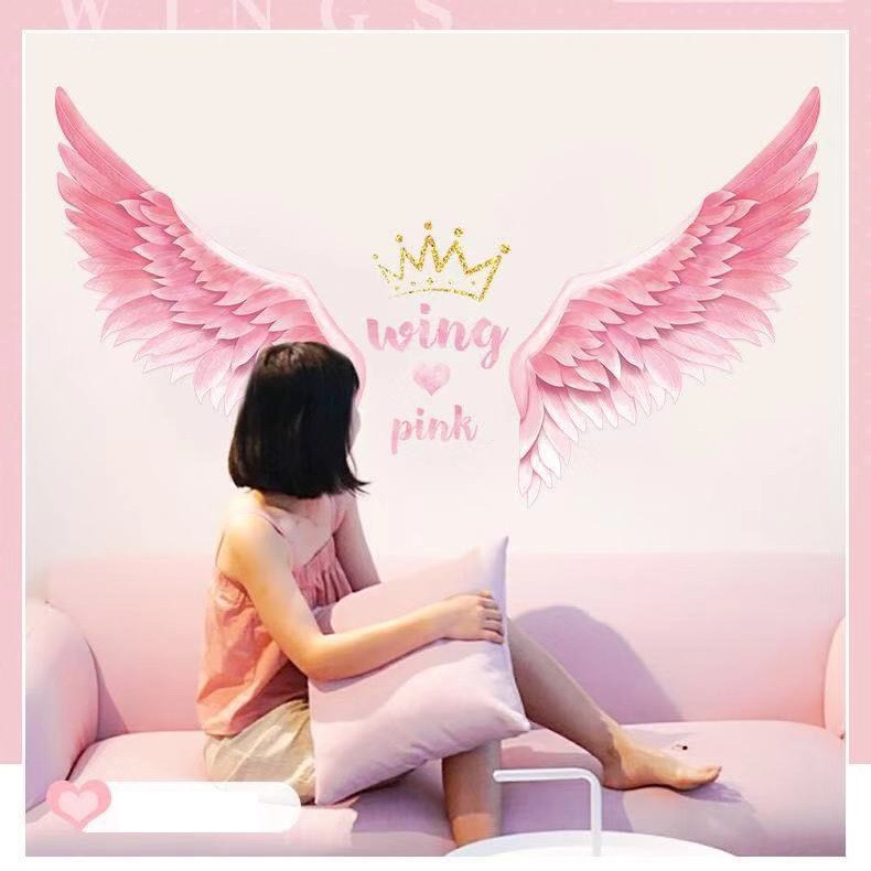 [FREESHIP 50K] Decal trang trí hình đôi cánh thiên thần - decaN dán tường đôi cánh màu hồng