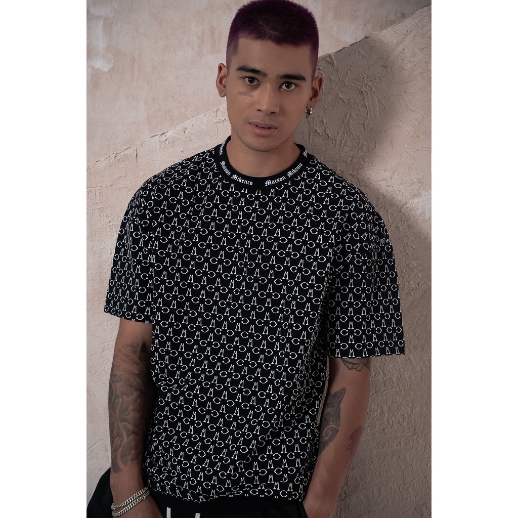 Áo phông nam MIKENCO Monogram tshirt,Áo thun MIKENCO