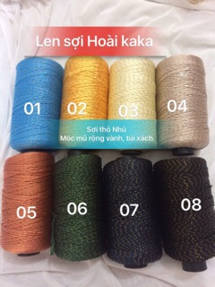 Mũ rộng vành sợi thô móc tay