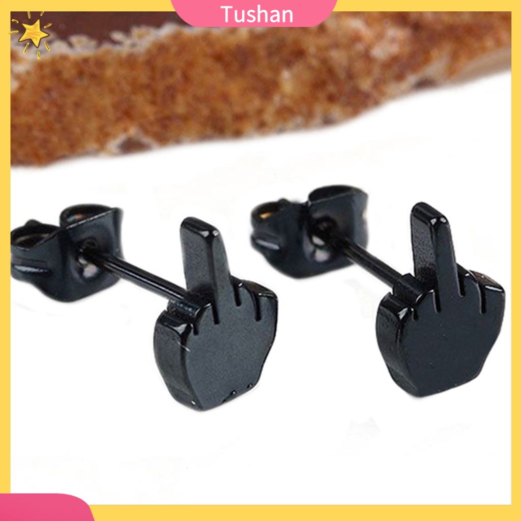 Khuyên tai hình bàn tay giơ ngón độc đáo bằng thép không gỉ cá tính cho nam