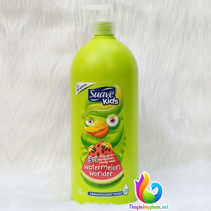 Sữa Tắm Dầu Gội Dầu Xả SUAVE KIDS Cho Bé 3IN1 1,18L USA - Hương Watermelon