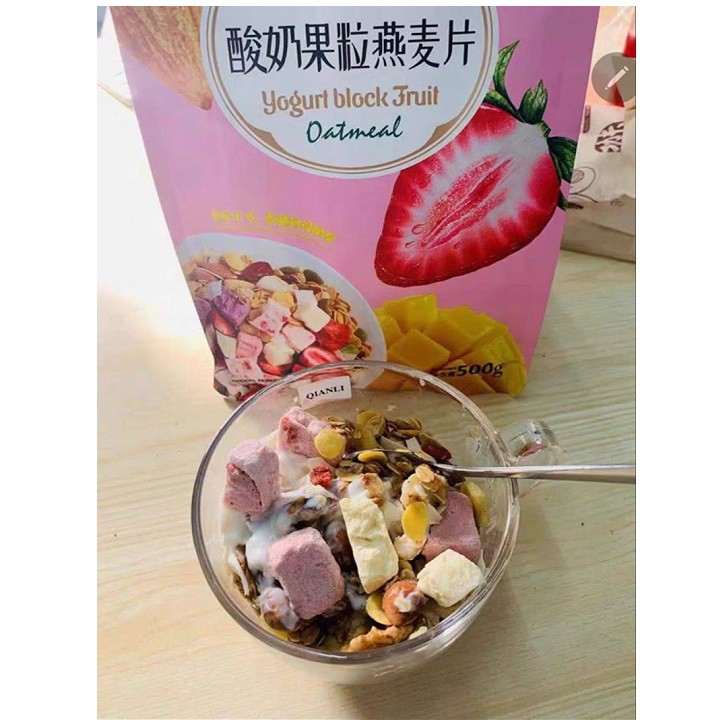 Ngũ cốc sữa chua yến mạch mix hạt, hoa quả YOGURT FRUIT OATMEAL giảm cân (túi zip 500g) | MultiFood