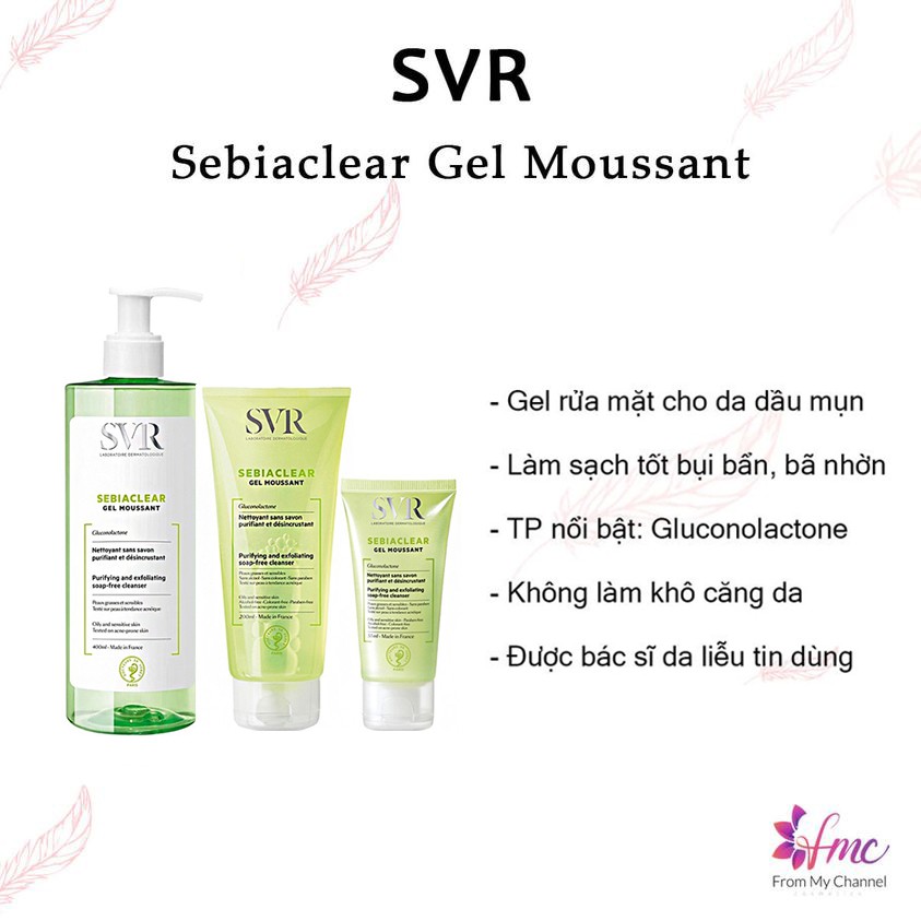 Gel rửa mặt cho da dầu mụn SVR Sebiaclear Gel Moussant + Tặng 1 túi chườm giảm đau bụng