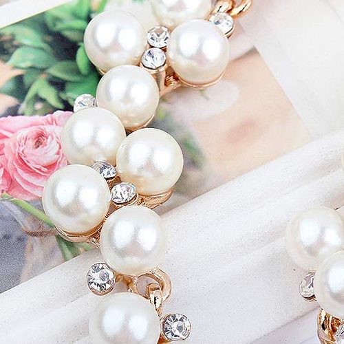 Dây chuyền hợp kim trang trí ngọc trai và đá xinh xắn cho nữ