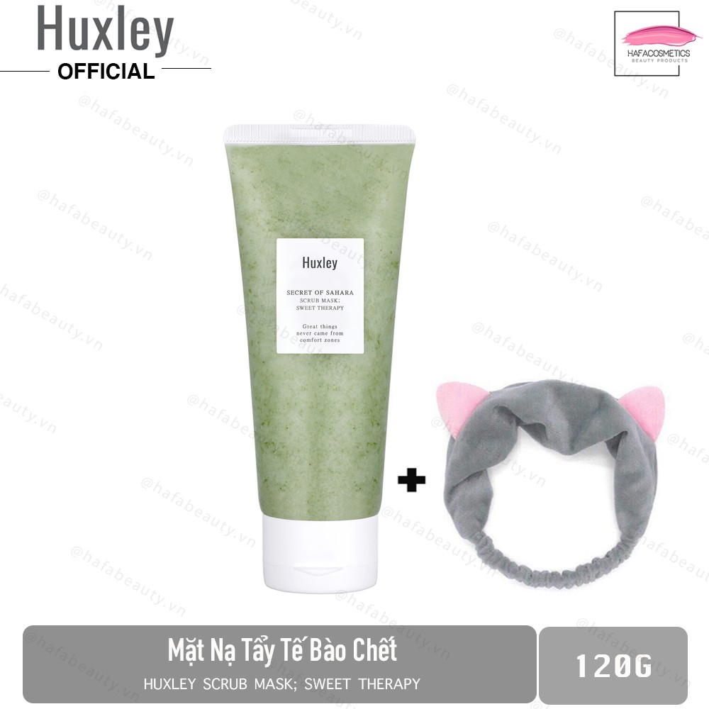 Mặt nạ tẩy tế bào chết chiết Huxley Scrub Mask; Sweet Therapy 120g + Tặng 1 Băng đô tai mèo (Ngẫu nhiên)