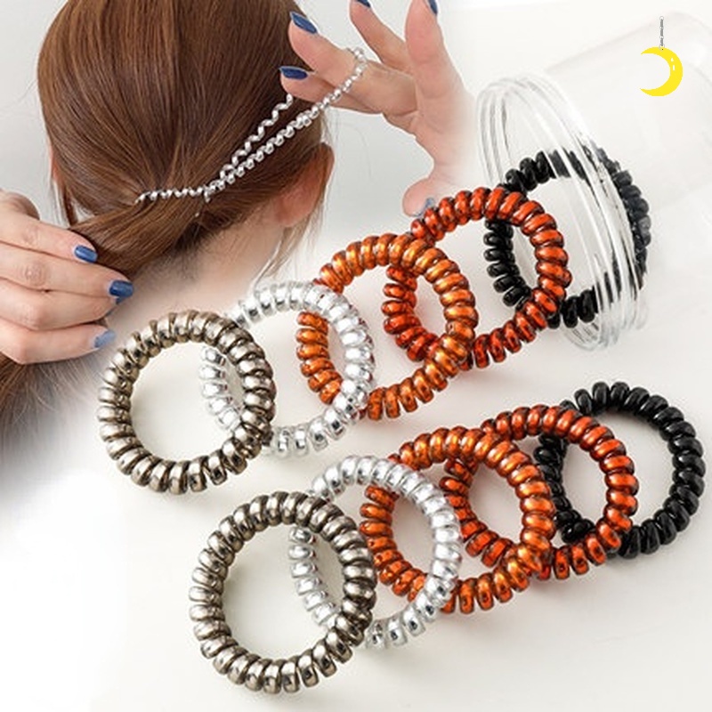 Dây Buộc Tóc Dạng Lò Xo Mờ Co Giãn Màu Trơn Cho Nữ