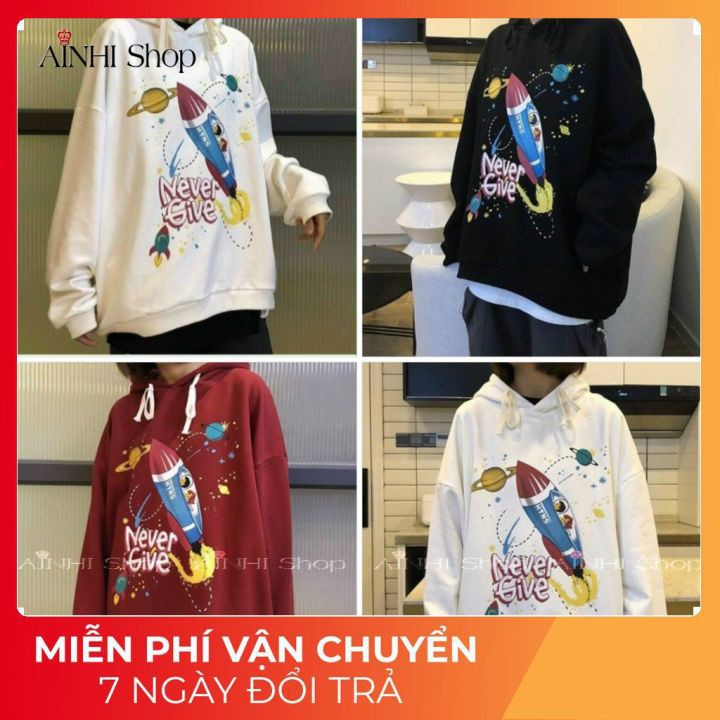 Áo Hoodie Nam Nữ ❤️FREESHIP❤️ Áo Khoác Hoodie (Phi Hành Gia) Vải Nỉ Nhiều Màu - Áo Hoodie Free Size Dưới 65kg