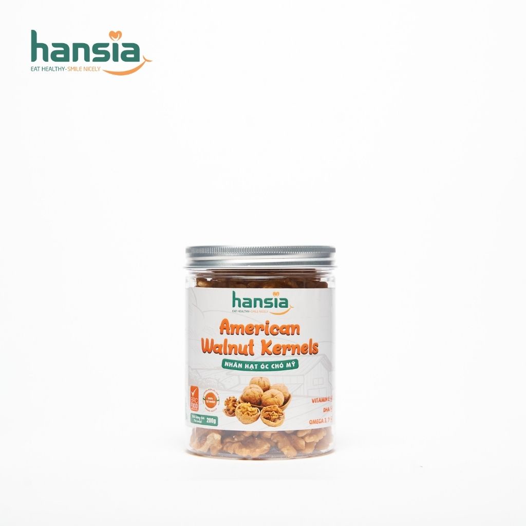 Nhân Hạt Óc Chó Vàng Mỹ Organic HANSIA Giàu Omega 3 Và Dinh Dưỡng Tốt Cho Mọi Lứa Tuổi, Dễ Ăn Béo Ngậy Hộp 200g - 400g