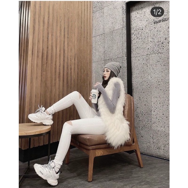 Quần skinny 1 khuy rách gối