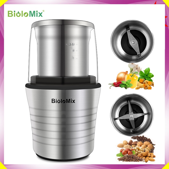Máy xay hạt cà phê và gia vị 2 trong 1 thương hiệu cao cấp Biolomix BCG300 - Công suất 300W - Bảo hành 12 tháng