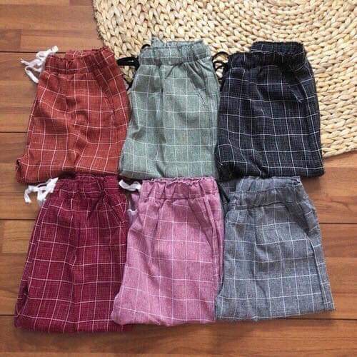 QUẦN BAGGY CARO SỌC KẺ ,QUẦN CARO NỮ ,QUẦN 9 TẤC VÃI MỀM MỊN THOÁNG MÁT , THỜI TRAG HOT HIÊN NAY