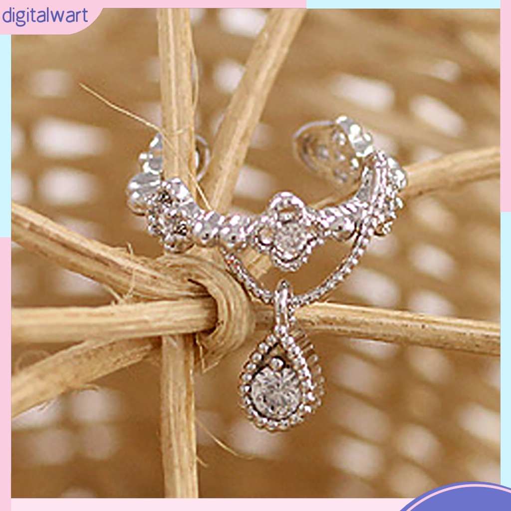 Khuyên vành tai họa tiết giọt nước đính đá thanh lịch cho nữ