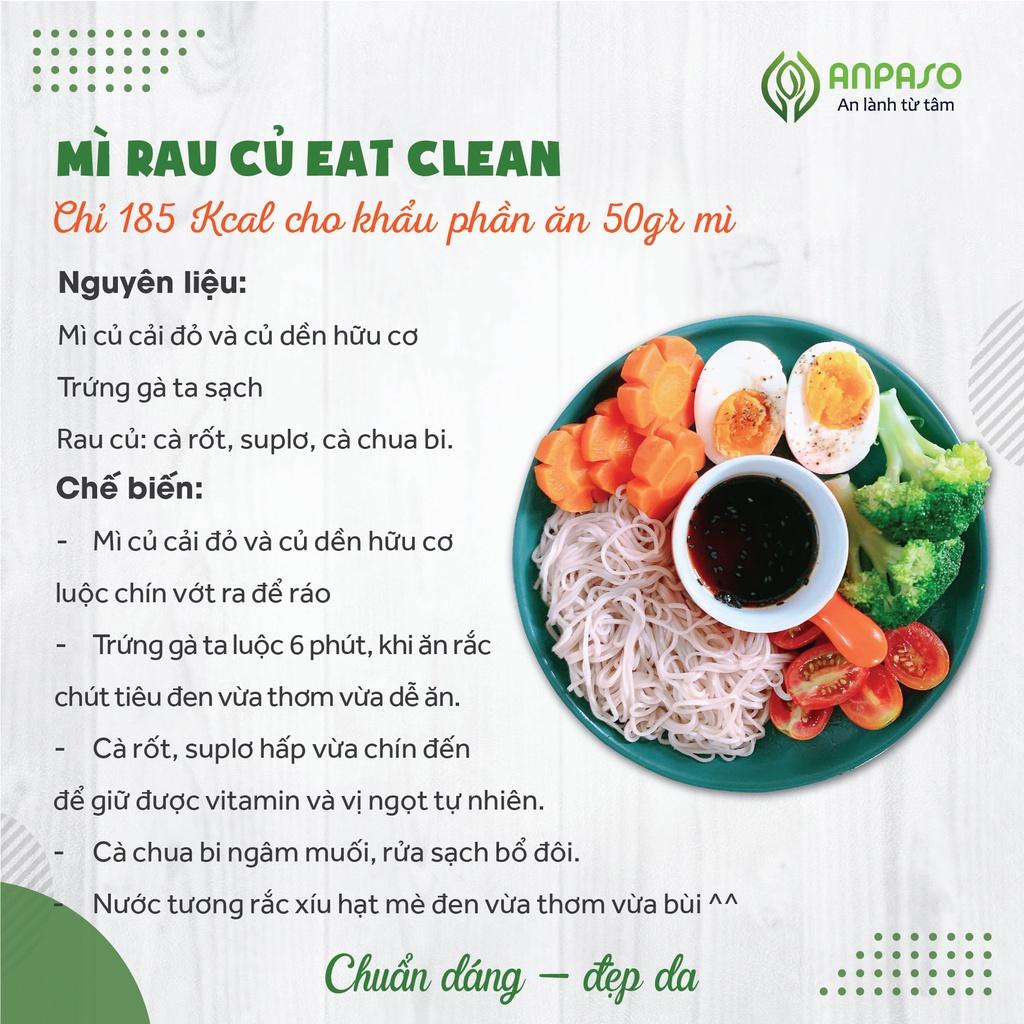 Mì Rau Eat Clean Củ Cải Đỏ và Củ Dền Hữu Cơ Organic Anpaso, Giảm Cân 120g