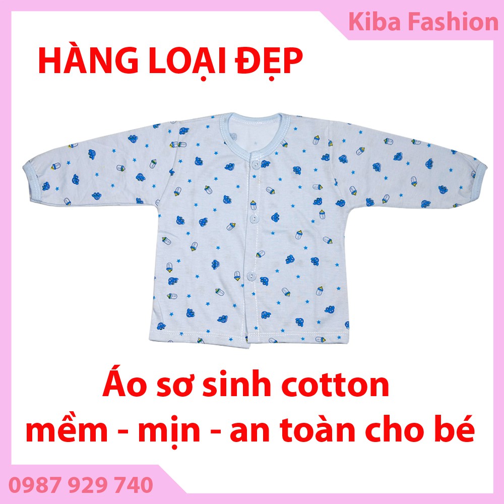 Combo 5 Áo Tay Dài nền trắng cho bé trai bé gái sơ sinh từ 2-7kg 5ADNTIH áo dài cho bé- áo cho bé sơ sinh