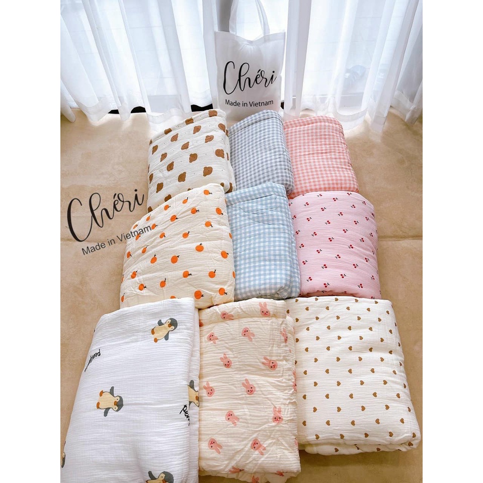 Chăn xô trần bông Oganic Cheri Cho Bé | Minizon Kids