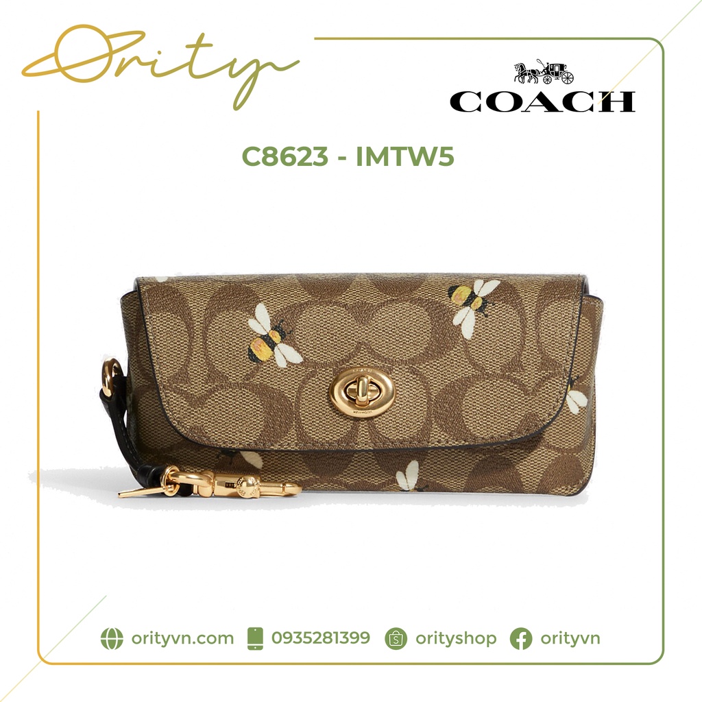 Túi xách / Bóp / Ví hàng hiệu COACH - Sunglass Case In Signature Canvas Bee Print C8623