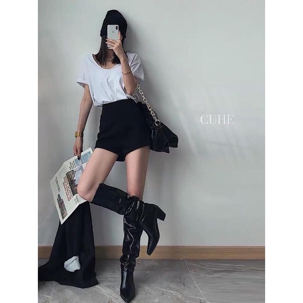 Quần sooc cạp cao khoá sau, chất Umi hàn cực đẹp mix đồ siêu sexy tôn dáng hách chân full size dưới 55kg