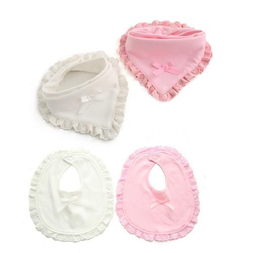 Khăn Yếm Tam Giác Hai Lớp Gắn Nơ Dễ Thương Cho Bé