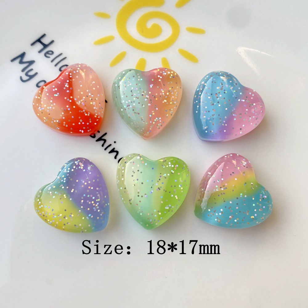 Charm (C443) slime/ Trang Trí [Ko Keo &amp; Nút] Trái Màu Cầu Vồng Kim Tuyến (1.8x1.7cm) - Giá 1 cái