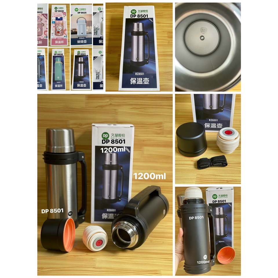 [HÀNG DP] Bình giữ nhiệt cao cấp 1200ml có nắp lọc trà tiện lợi lõi inox 304 không gỉ, giữ nước tốt DP8501