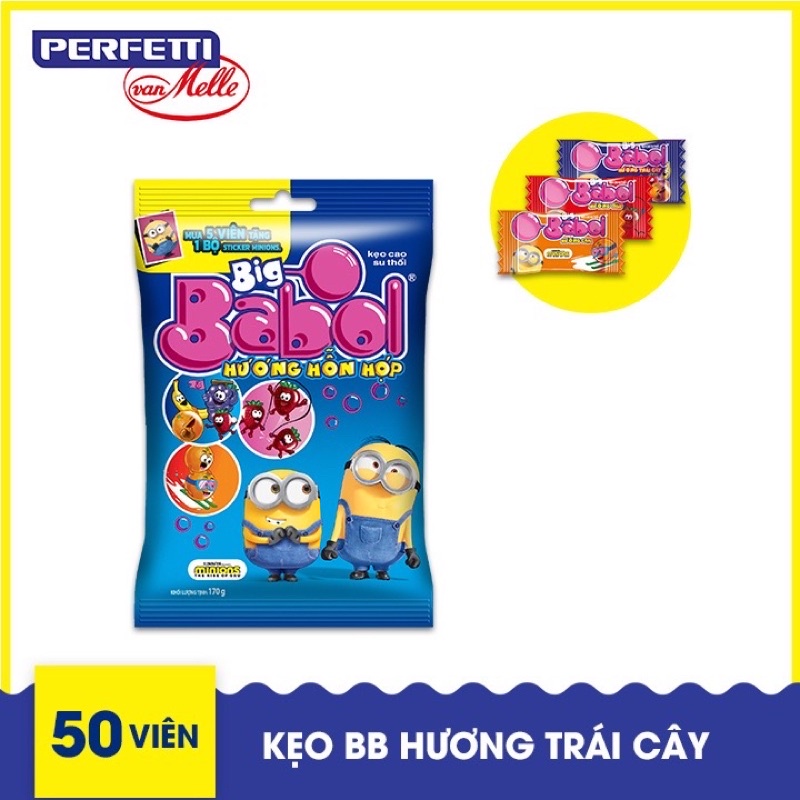 Kẹo Cao Su Big Babol Hương Trái Cây gói 50viên