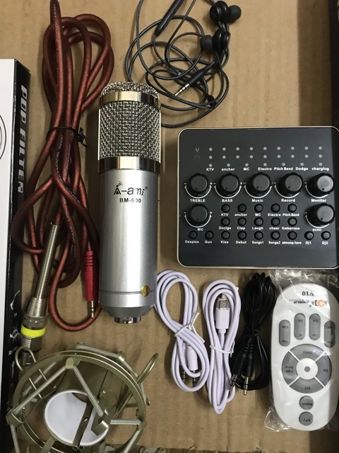 [Freeship toàn quốc từ 50k] Bộ thu âm soundcard V10 mic Ami bm900 full phụ kiện tặng tai nghe AKG