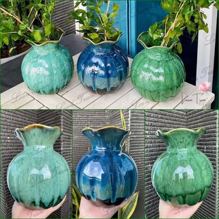 Lọ hoa gốm sứ Bát Tràng - Bình hoa decor trang trí cao 16 cm - Nhiều màu