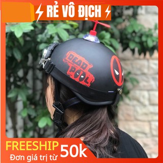 [ SALE SỐC ] ComBo Mũ Bảo Hiểm Gấu Nâu, deadpool, quỳnh aka kèm Kính Phi Công và Chong Chóng - BH 6 Tháng Sử Dụng