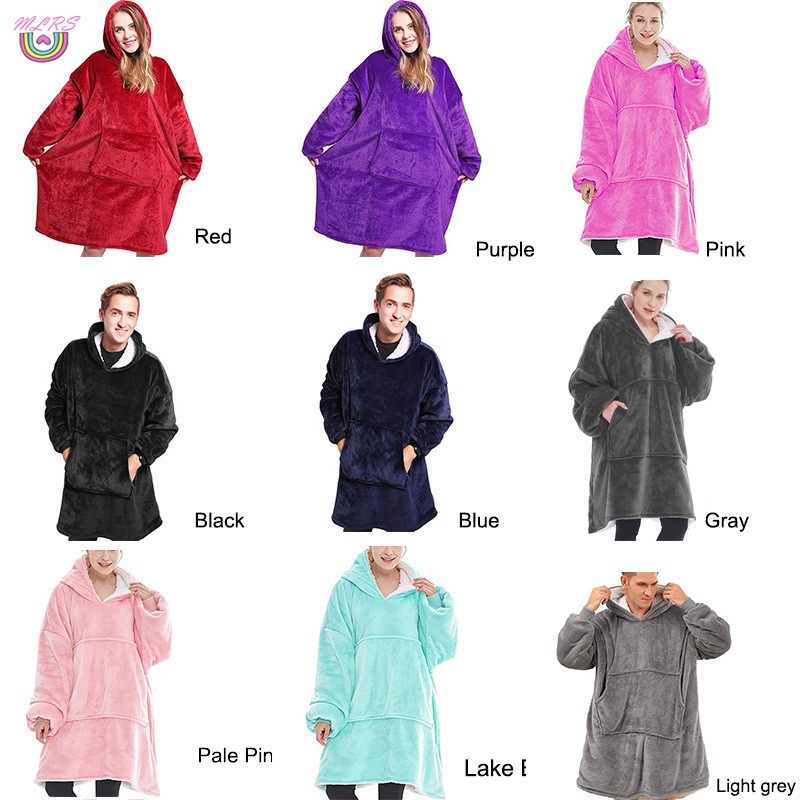 Áo hoodie siêu mềm dạng chăn bằng vải nỉ ấm áp với túi lớn dáng rộng thoải mái dành cho cả nam và nữ