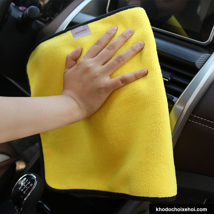 Khăn Lau Xe Hơi Chuyên Dụng Microfiber 2 Lớp Không Rụng Lông, Thấm Hút Nước Tốt – MÀU VÀNG