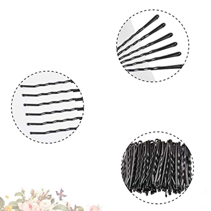 Set 60 Kẹp Tăm Lượn Sóng Màu Đen Bằng Kim Loại